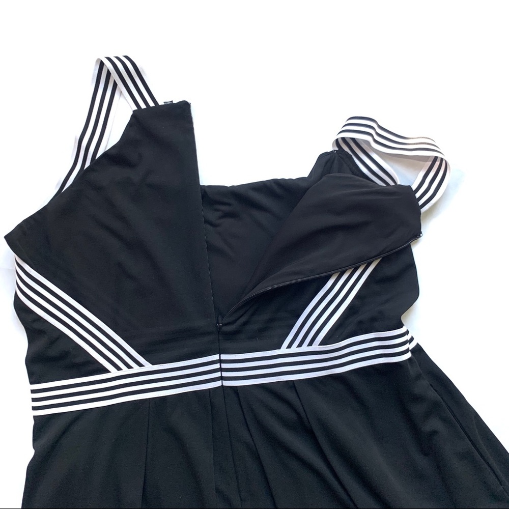 City Chic Black Fit & Flare Dress w Striped Straps - Picture 5 of 8